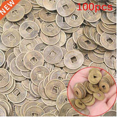 100Pcs Chinese Ancient Feng Shui Lucky Coin Dragon and Phoen
