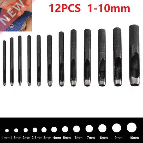 12Pcs Round Hollow Punch Set Leather Craft Punch Tool Hollow