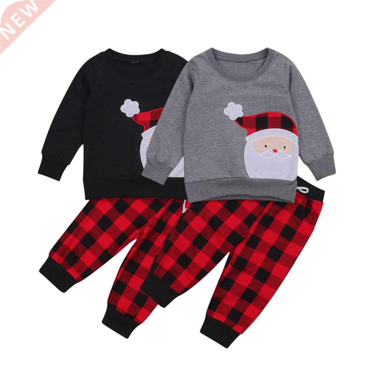 FOCUSNORM Autumn Winter Kids Boys Girls Christmas Pajama Set