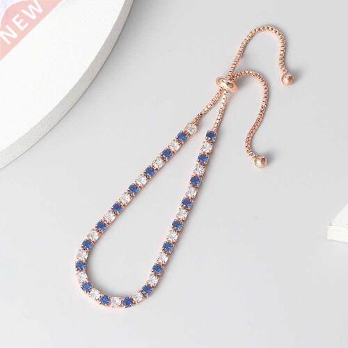 ZHOUYANG Tennis Bracelets For Women Simple Blue Round Zircon