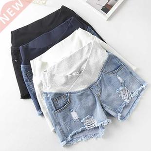 Pregnant Women's Shorts Summer Wear Low-Waisted Denim Shorts