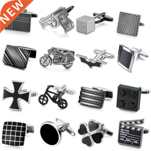 Summer new high quality brass Black Enamel Cufflinks fashion