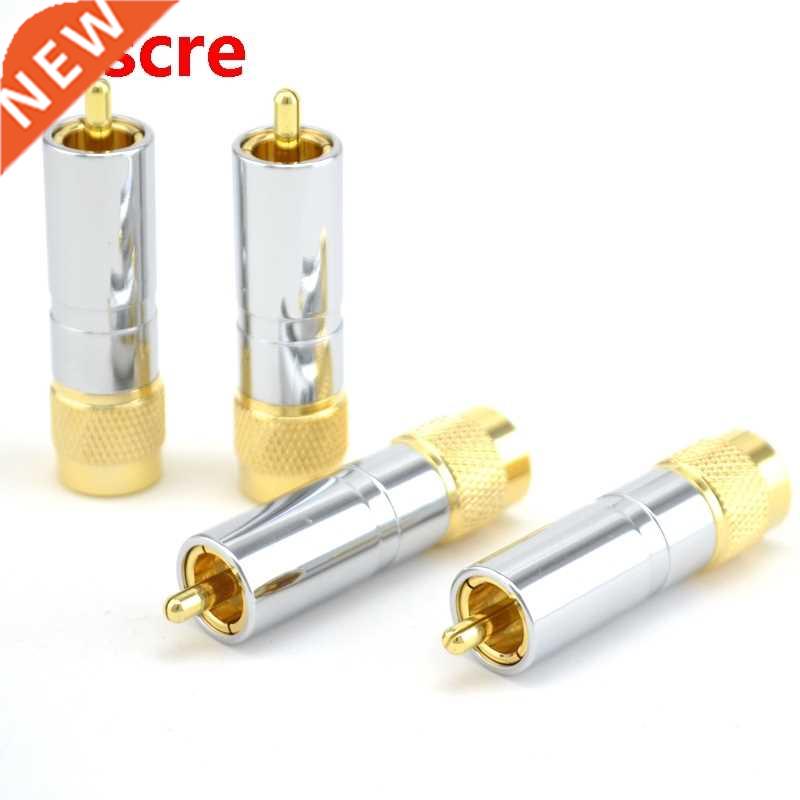 4Pcs/lot 24K Gold Plated RCA Plug Audio Cable Solder Phono C