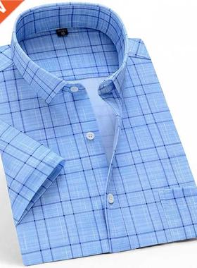 Summer Short Sleeve Men Casual Shirts Business Regular Fit S