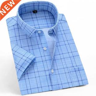 Summer Short Sleeve Men Casual Shirts Business Regular Fit S