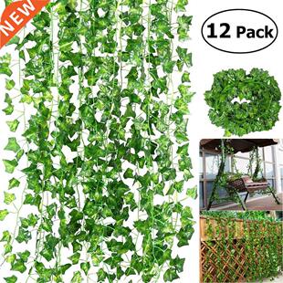 12pcs Artificial Vines Fake Creeper Green ivy Wreath Hangi