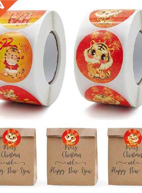 500pcs/Roll 2022 Cartoon Chinese Tiger New Year Festival Red