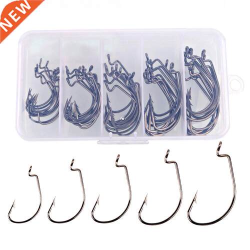 High Carbon Steel Jig Hooks Set Black Nickel Fishing Hooks