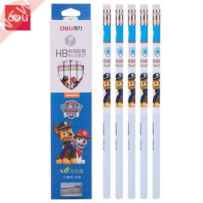 Deli 12 pcs HB standard pencils cute cartoon paw patrol woo