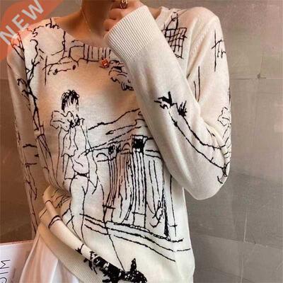 2022 Refined Imitation Wool Knit T-Shirt Women's Long Sleeve