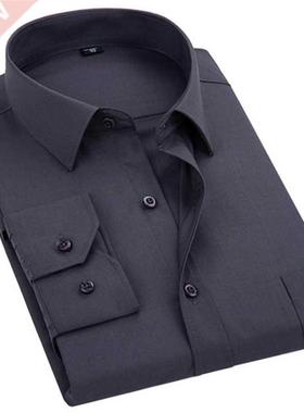2022 New Men's Dress Shirt Solid Color Plus Size 8XL Black W