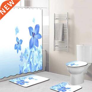 Bathroom Floor Mat Combination Four Piece Floral Print Bath