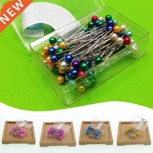 100Pcs/Box Colorful Round Pearl Head Needles Stitch Straight