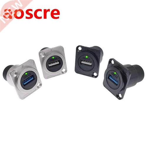 USB socket with LED light D type Metal female to female USB