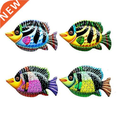 4pcs/Set Metal Fish Wall Art for Home Garden Decoration