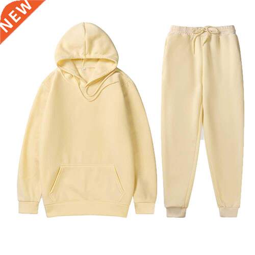 Two Piece Set Women/Men Hoodies+Pants Autumn Winter Hooded S
