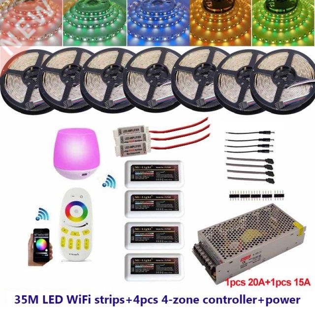 20M 25M 30M 40M 5050 RGB RGBW 60LED/M Led Strip + 4-Zone Mi