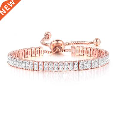 ZHOUYANG Kpop Women's Tennis Bracelet Luxury 2.5*5 mm Multic