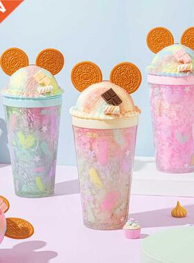 Red suer ice cup cute girl heart ice cup double layer