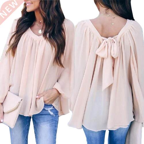 large size Blouse Shirt Women 2020 Female Solid Color Chiffo