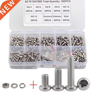 300PCS M3 304 Stanless Steel Cross Phllps Round Head Scre