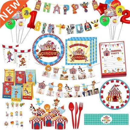 Circus Theme Birthday Pty Decorations Disposable Paper Cu