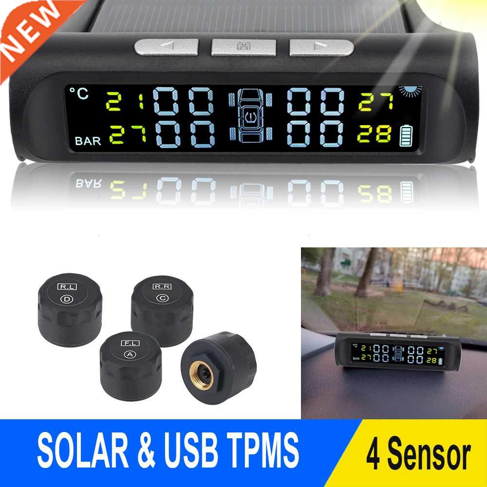 Solar TPMS Sensor Tire Pressure Monitoring System with 4 Ext