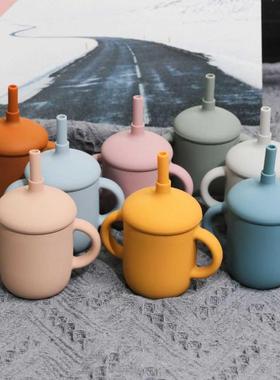 Baby Silicone Feeding Cups With Straw Portable Drinkware