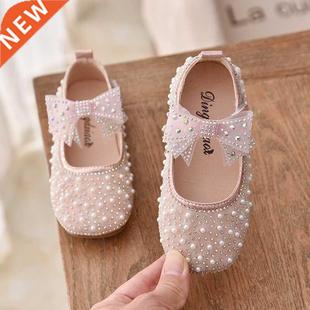 New Girls Single Princess Shoes Pearl Shallow Children