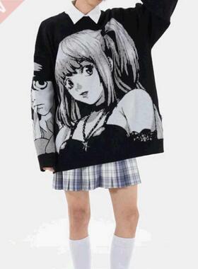 Spring Pullover Anime Knitted Sweater Men Hiphop Sreet Sweat