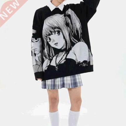 Spring Pullover Anime Knitted Sweater Men Hiphop Sreet Sweat