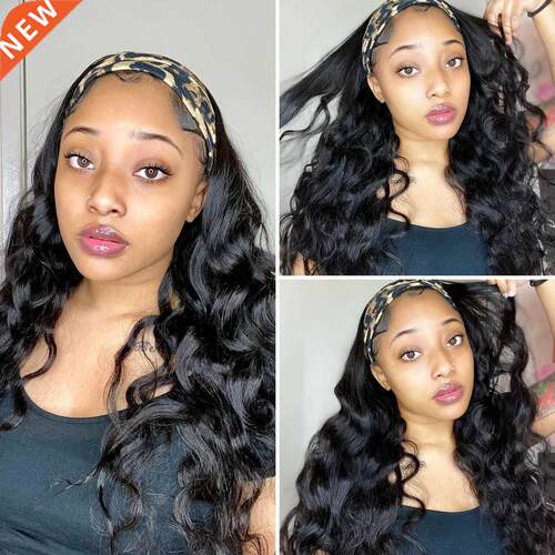 QINGSI Headband Wig Human Hair Glueless Headband Wigs for Bl
