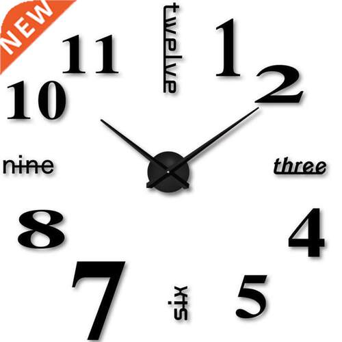 D Mirror Number Wall Clock Stickers 40cm Modern Design