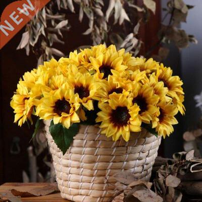 4 Bunches 24 Heads Artificial Sunflowers Simulation Leaf Fau