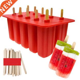 10 Grids Ice Cream Mould Food Grade Silicone Popsicle Mold I
