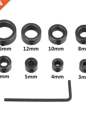 8pc/sets Metric Drill Bit Shaft Depth op Collars Woodwork