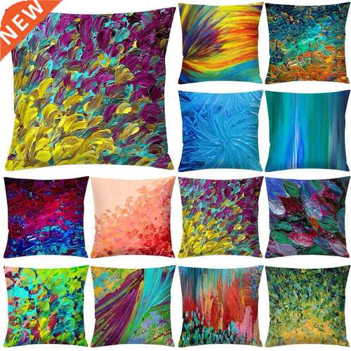 Painting Style Pillowcase Washable Polyester Peach Skin Soft