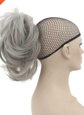 Soowee Short Curly Hair Piece Gray Claw tail Synthetic Hair