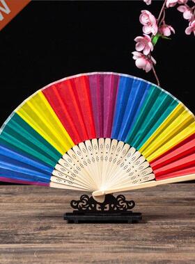 1PC 3Styles Summer Rainbow Hand Held Folding Fan for Wedding