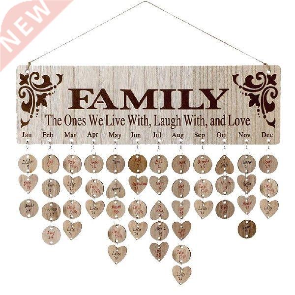 Wooden Calendar Listing Family Birthday Tracker Calendar
