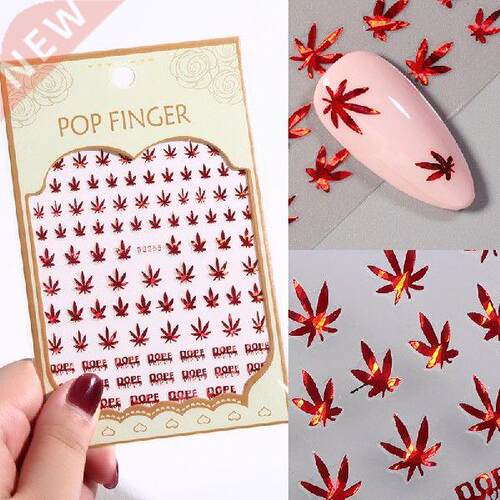 1 Sheet Nail Art 3D Decal Adhesive Stickers Maple Leaf
