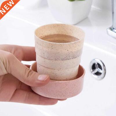 Folding Cup Portable Wheat Straw Travel Mug 10ml Telescopic