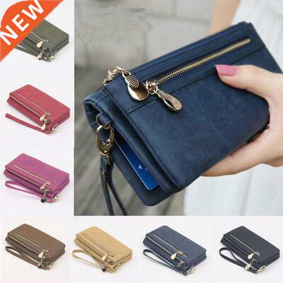 Fashion Women Wallets Dull Polish Leather Wallet Double Zipp