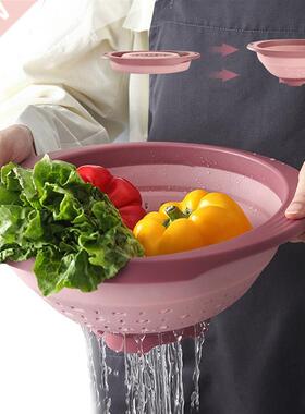oldable Silicone Colander Fruit Vegetable Washing Basket Str