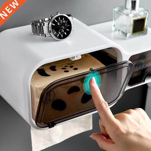 Wall Mounted Roll Paper Storage Box Free Punching Bathroom T