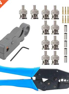 1Set Coax Rf/Bnc Crimp Tools for Rg58 / Rg59 / Rg6 with 10Pc