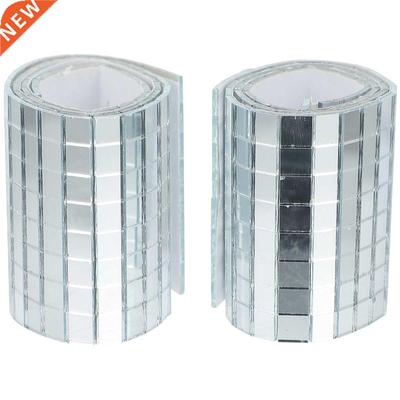 2 Rolls Self-adhesive  Mirror Square Mosaic Wall Sticker