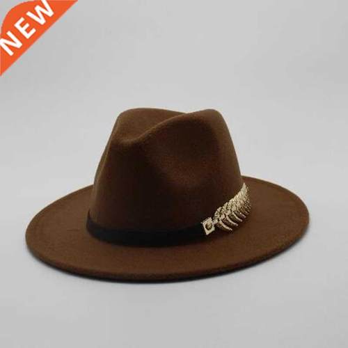 Special Felt Hat Men Fedora Hats with Belt Women Vintage Tri