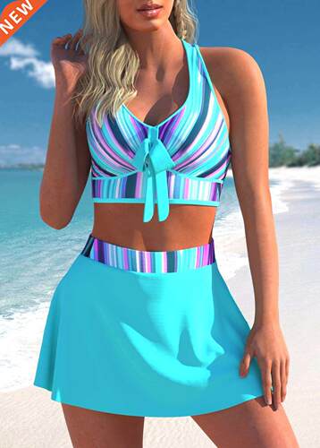 Skirt Swimsuit Women Bikini High Waist Swimwear Cross Bow