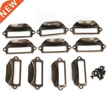 10xAntque Brass Label Pull Frame Handle Fle Name Card Hold